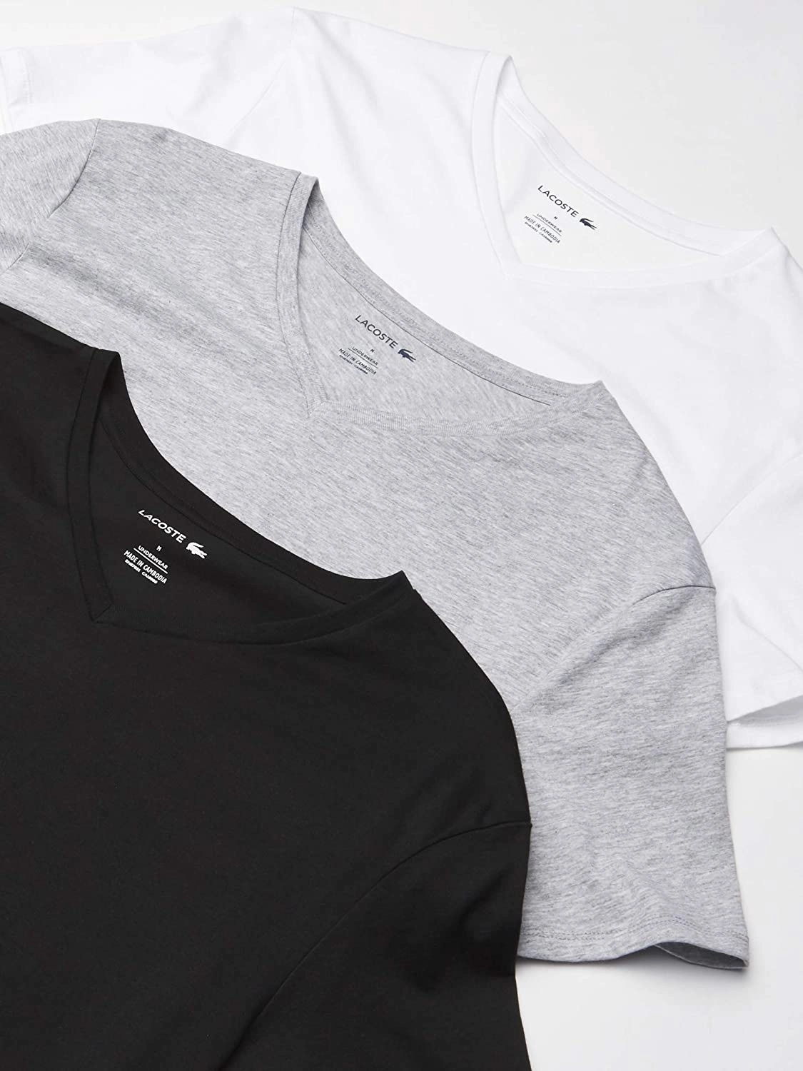 Christian T Shirts Designs Lacoste Underwear Men's Essentials 3-Pack 100% Cotton Regular Fit V-Neck T-Shirts