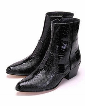 Sage Boots Negro Avestruz Cuero Alto Tacn Vestir Bota - botas vaqueras para hombre SKU*MK828