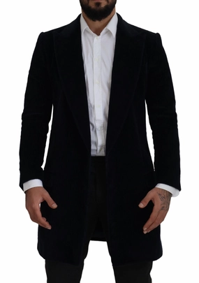 Coats Sheepskin Black Cotton Cardigan Long Coat Men Jacket