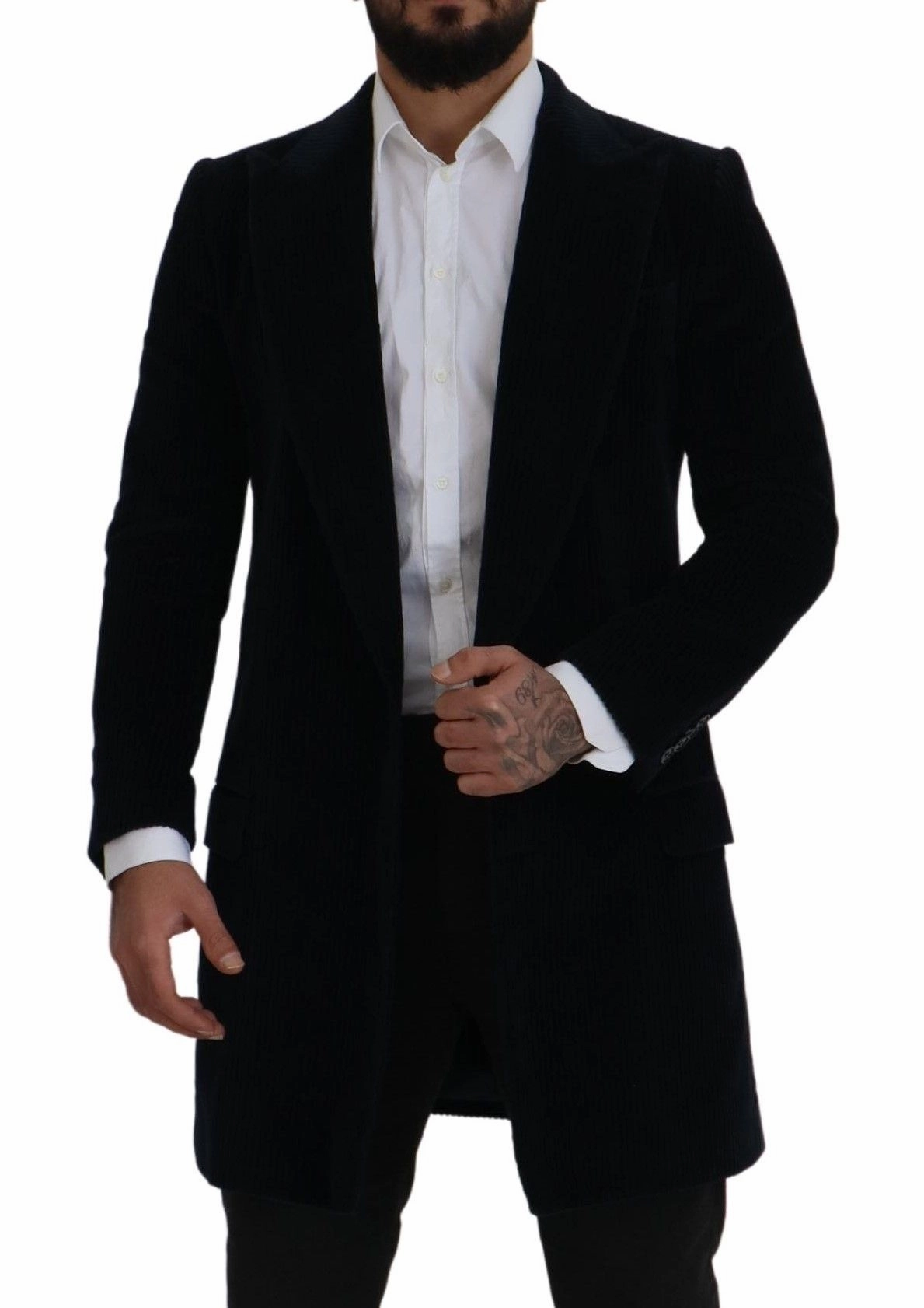 1960's Coats Style Black Cotton Cardigan Long Coat Men Jacket
