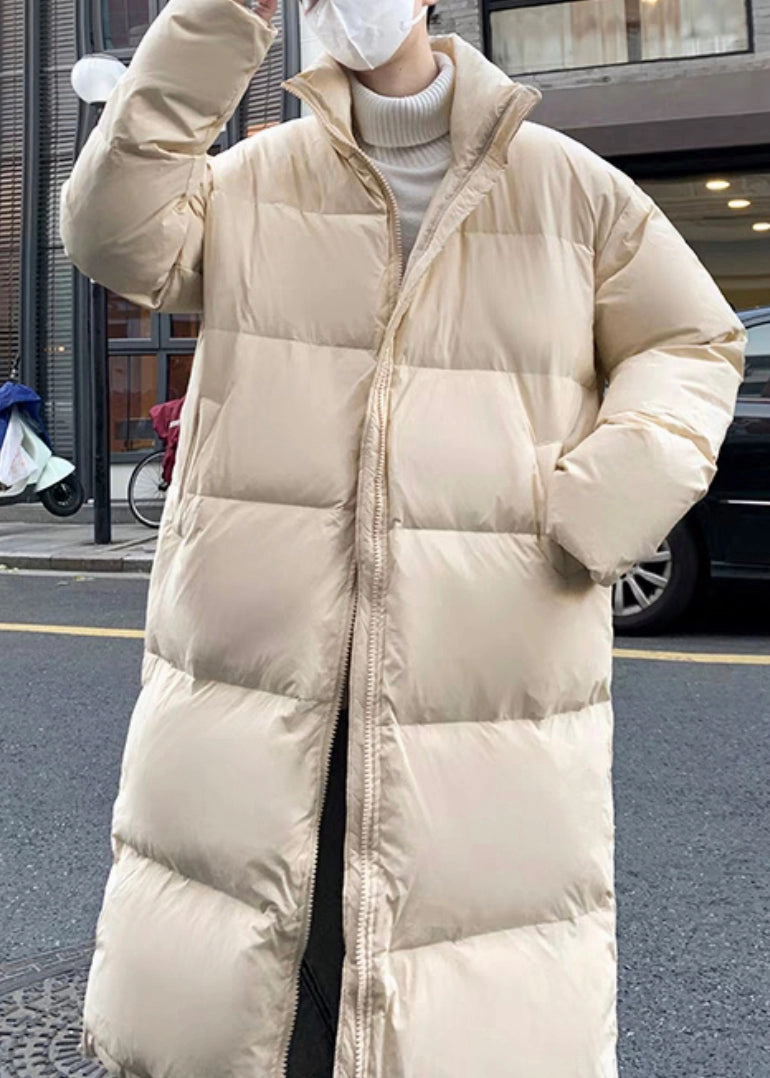 Simple Khaki Zip Up Pockets Duck Down Men Down Long Coats Winter RM008 Macy's Plus Size Coats