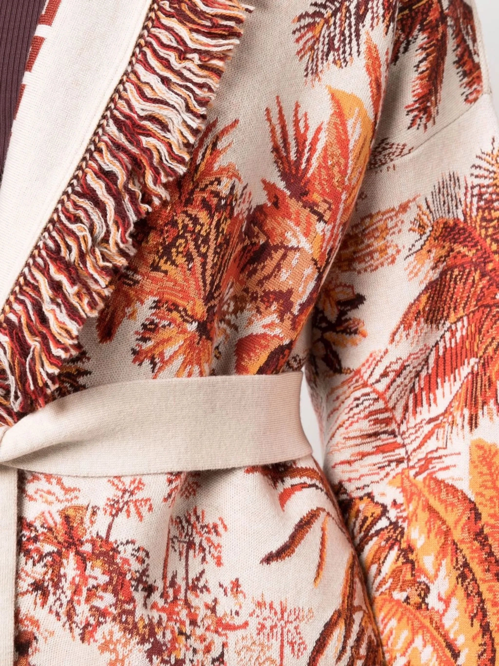 The Frankie Shop Knitwear belted intarsia-knit cardigan