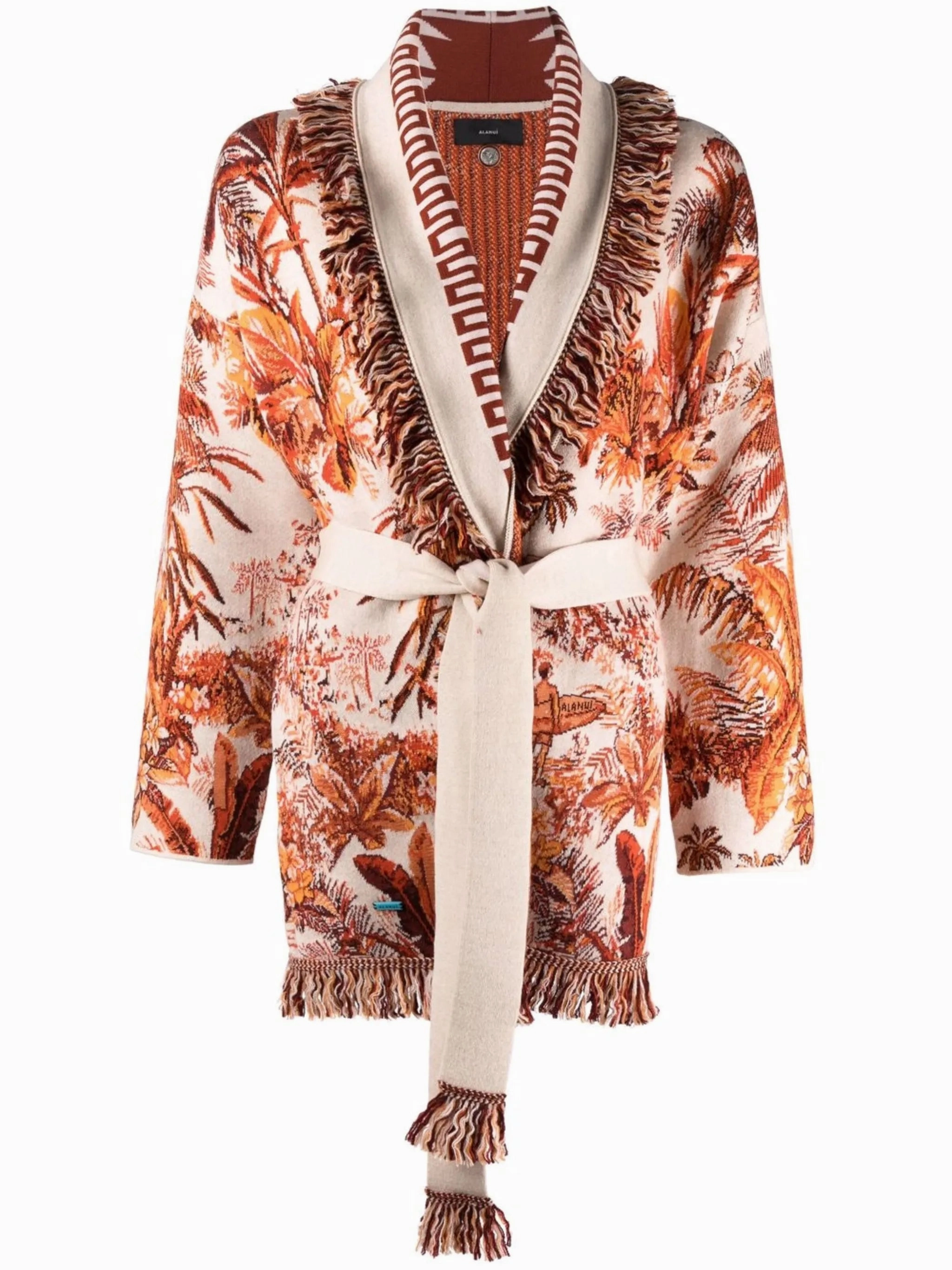 Guess Knitwear belted intarsia-knit cardigan