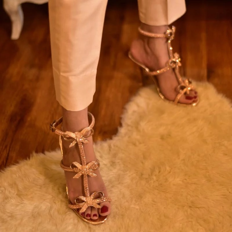 Women Fancy Heel Sandal Leather Gladiator Sandals
