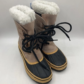 Best Snow Boots For Chicago Size 1Y: Tan/Black Lace-Up Snow Boots