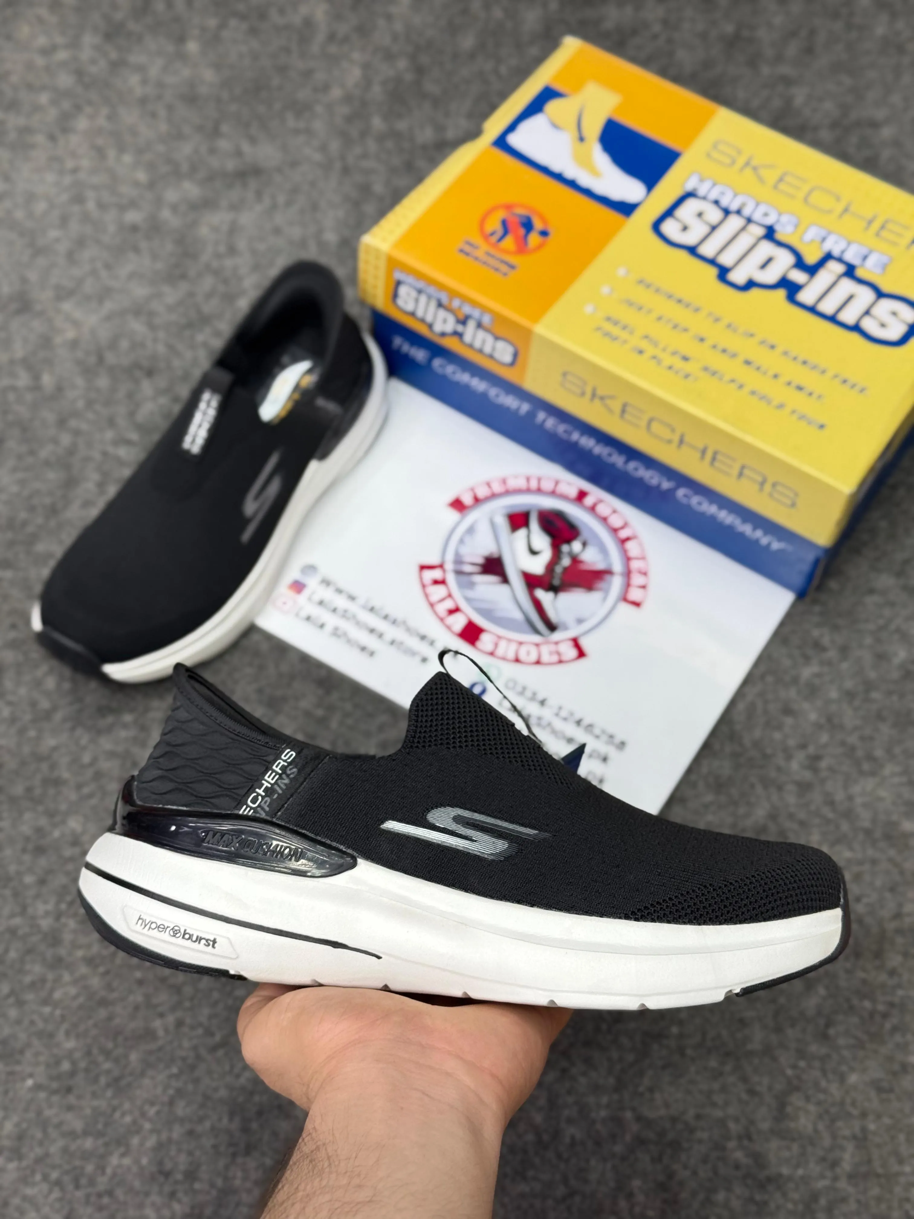 Skechers Slip-ins: Max Cushioning Hyper Burst 89654, Air-Cooled Memory Foam Running Shoes For Underpronation