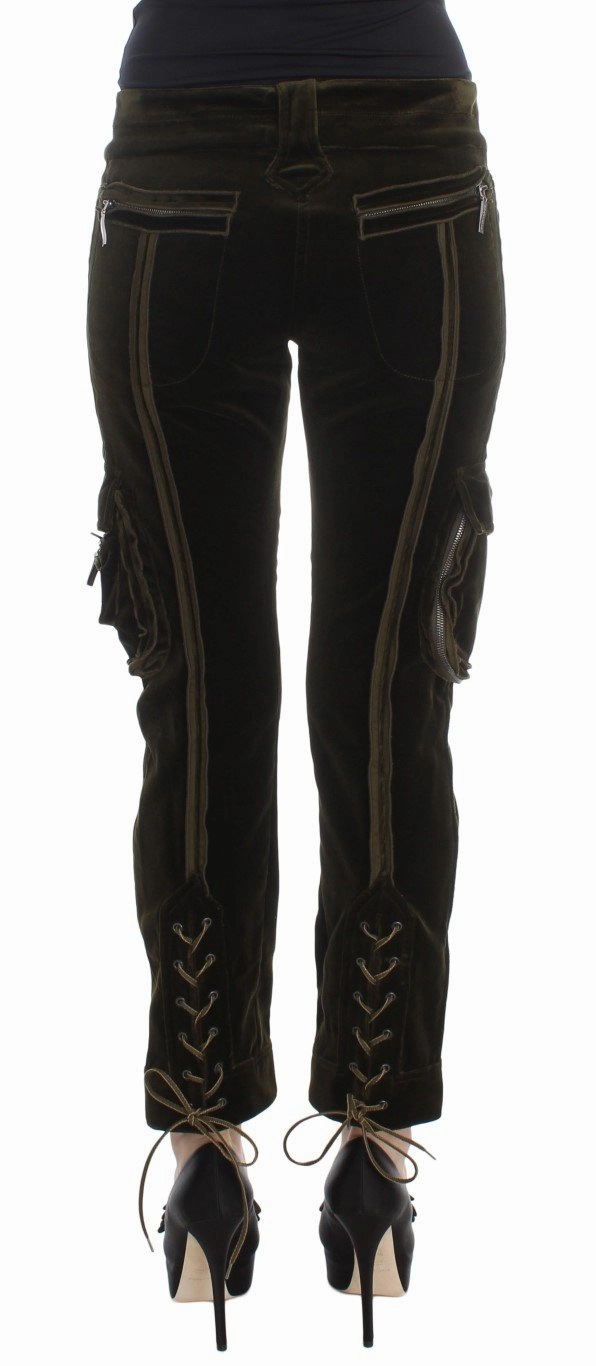 Green Cotton Velvet Slim Fit Cargo Pants Good Cargo Pants Brands