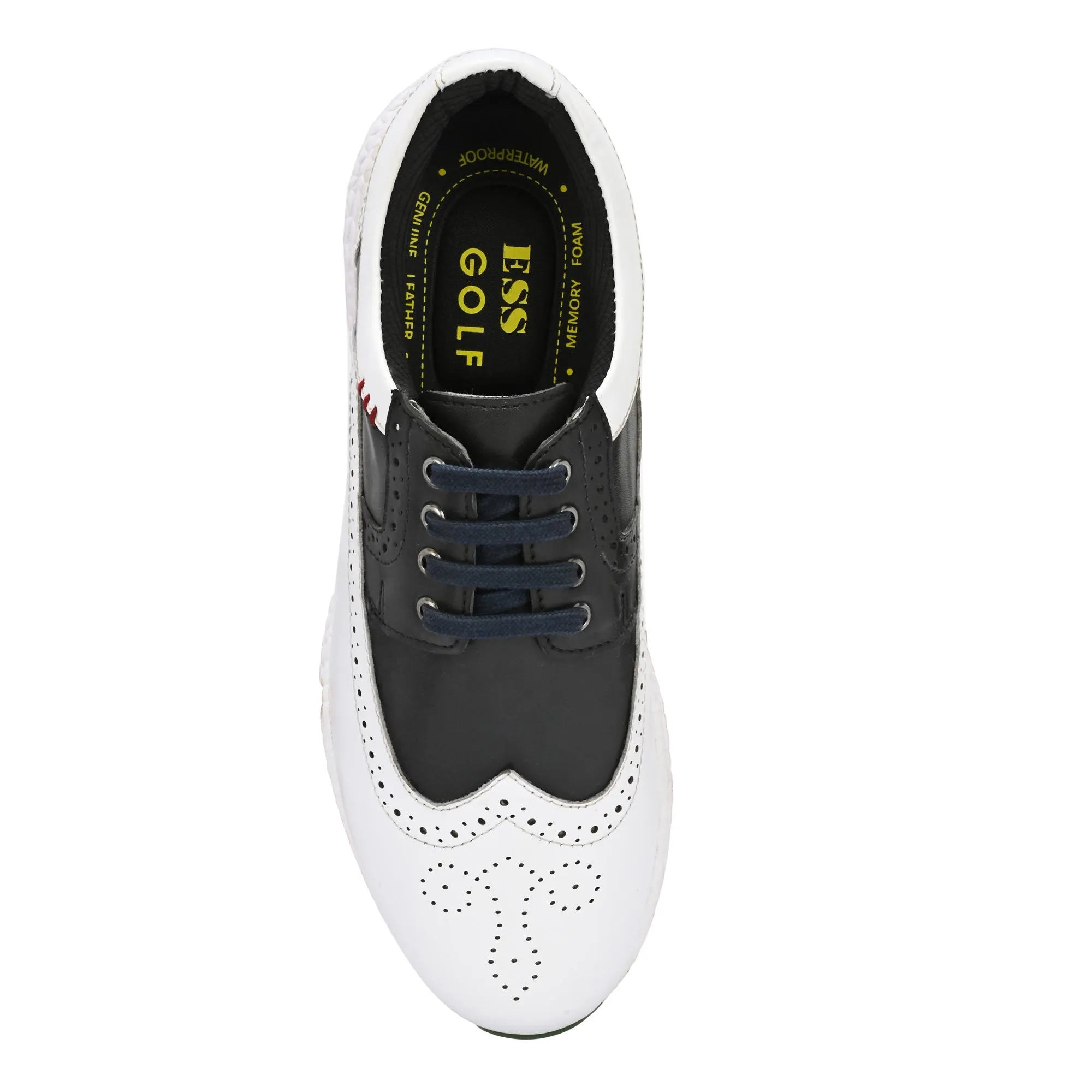 Waterproof Shoes Without Laces Brogue Spikeless White Black-Golf Shoes