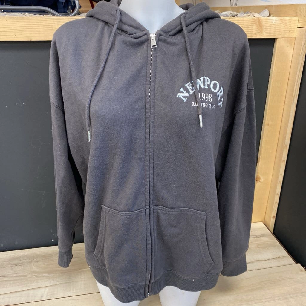 Tunic Style Sweatshirts Newport - Women's Zip Up - MSRP $70: Grey/White-women-SM