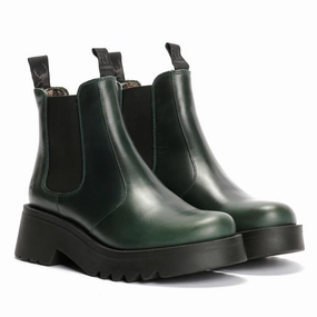 Fly London Medi Leather Women's Petrol Boots Suede Chelsea Boots With Dress Pants