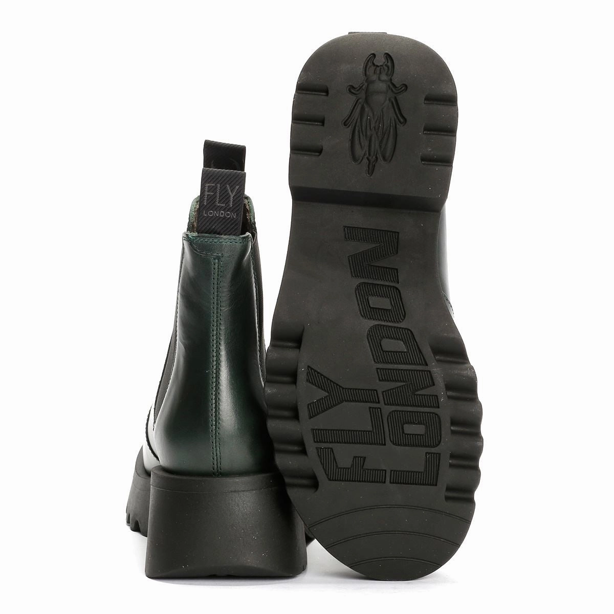 Fly London Medi Leather Women's Petrol Boots Chelsea Boots Heel Slip