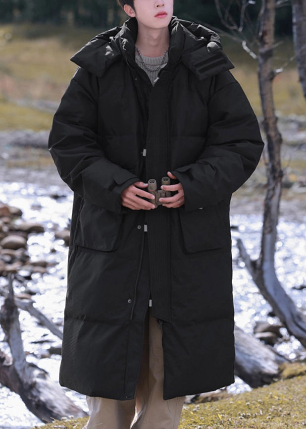 Modern Grey Hooded Button Pockets Duck Down Men Down Coats Winter RJ017 Buy Coats