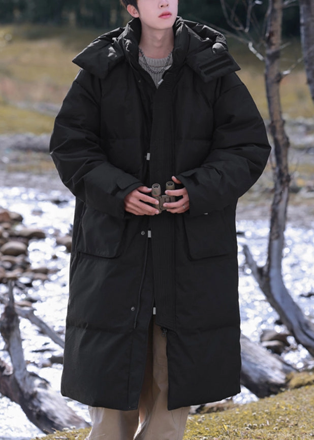 Me Modern Grey Hooded Button Pockets Duck Down Men Down Coats Winter RJ017