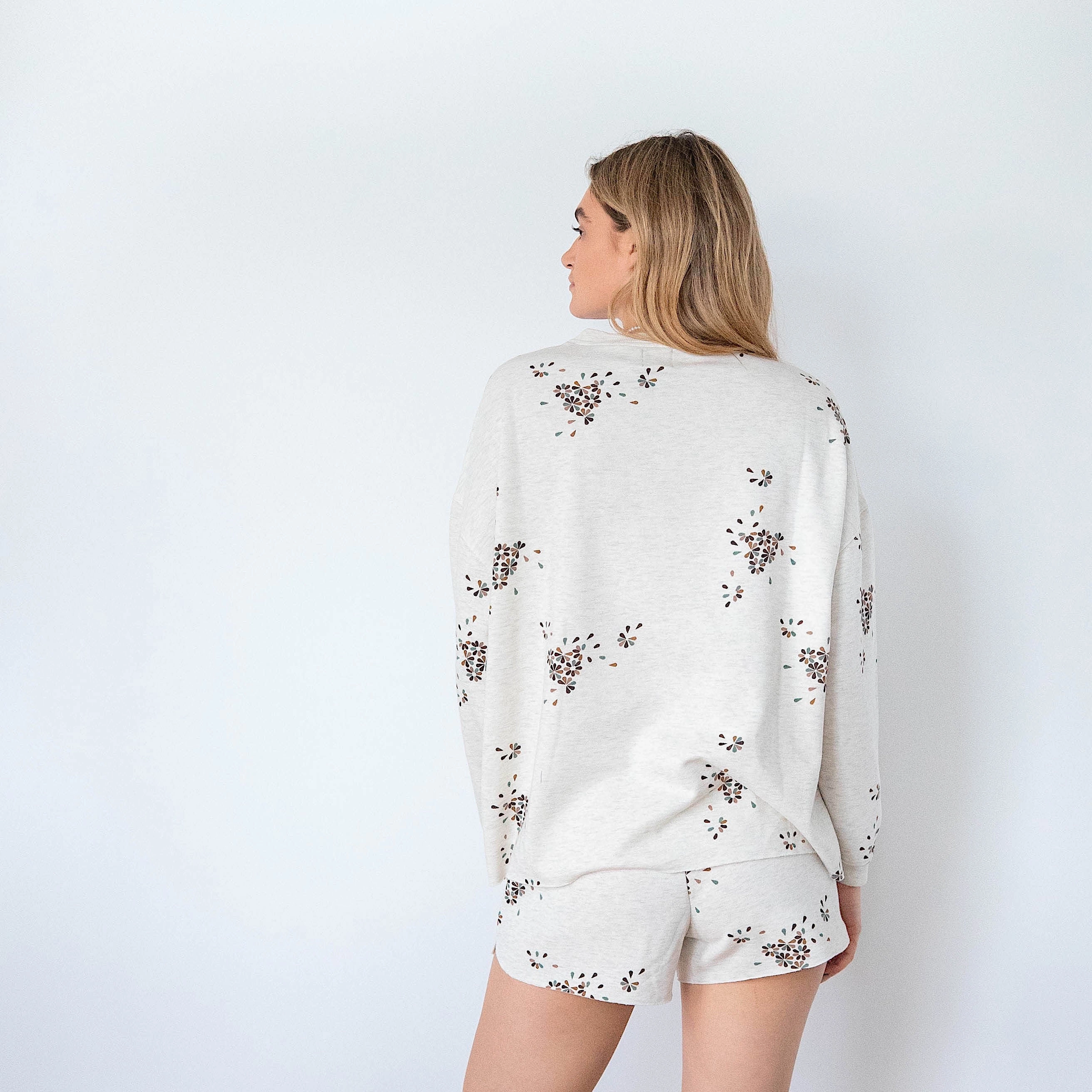 Christmas Embroidered Sweatshirts Ladies' Ash Heather Print Comfortwear Collection Shorties