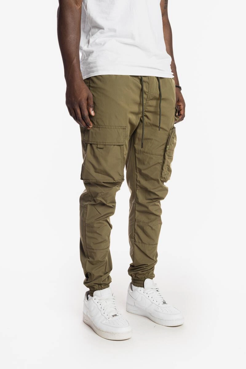 Smoke Rise Men's Fashion Multi Pocket Nylon Pant Slim Cuffed Cargo Pants