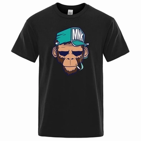 Smoking Monkey Cartoons Print Short Sleeve Men T-Shirts Benito Embroiders And Sells T Shirts