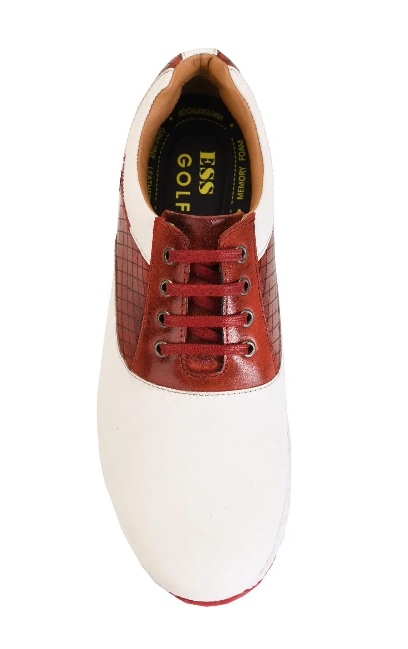 Austin White Red-Golf Shoes Medal Waterproof Spikeless Golf Shoes
