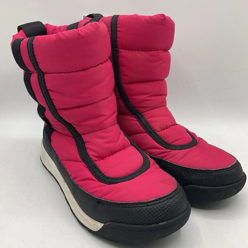 Size 1Y: Sorel Pink/Black Slip-On Snow Boots Snow Boots Polo