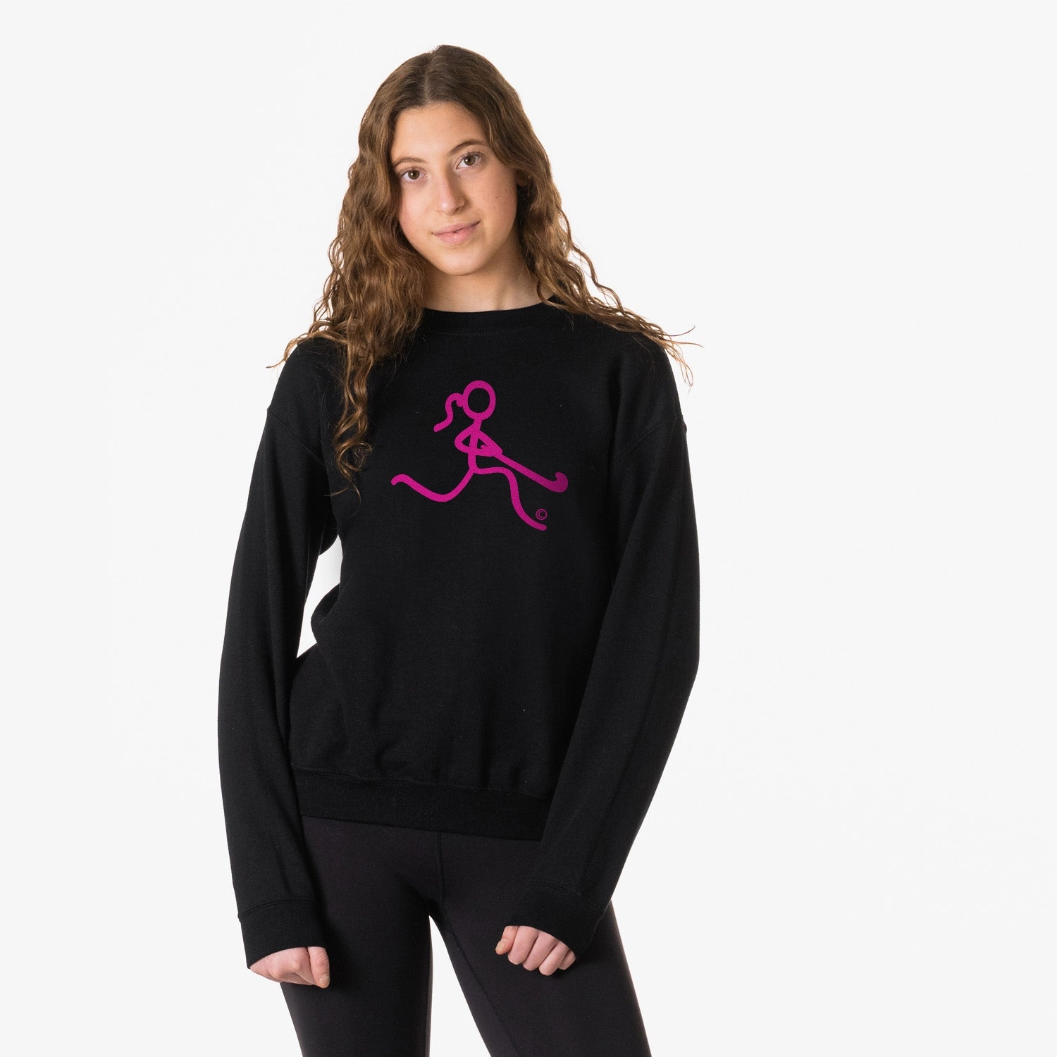Scooby Doo Sweatshirts Field Hockey Crewneck Sweatshirt - Neon Pink Field Hockey Girl