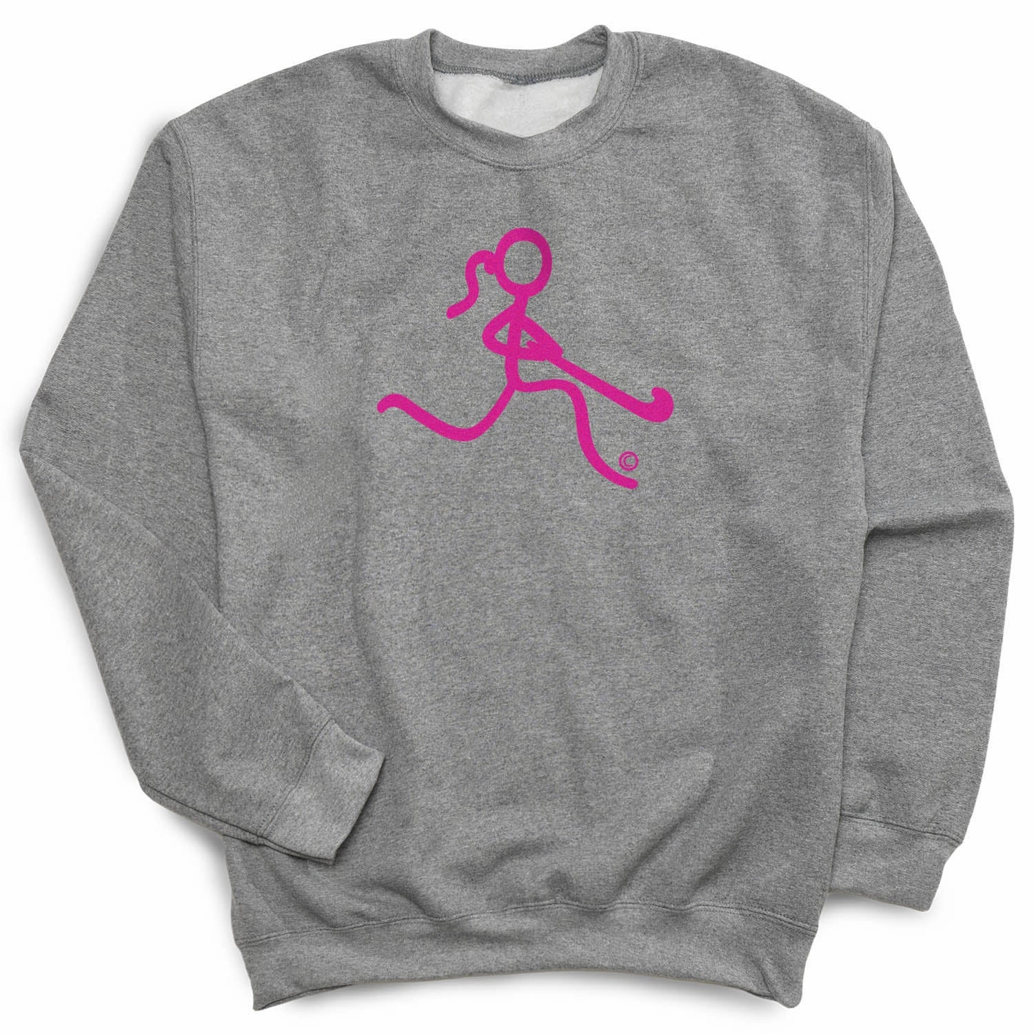 Field Hockey Crewneck Sweatshirt - Neon Pink Field Hockey Girl Face Sweatshirts