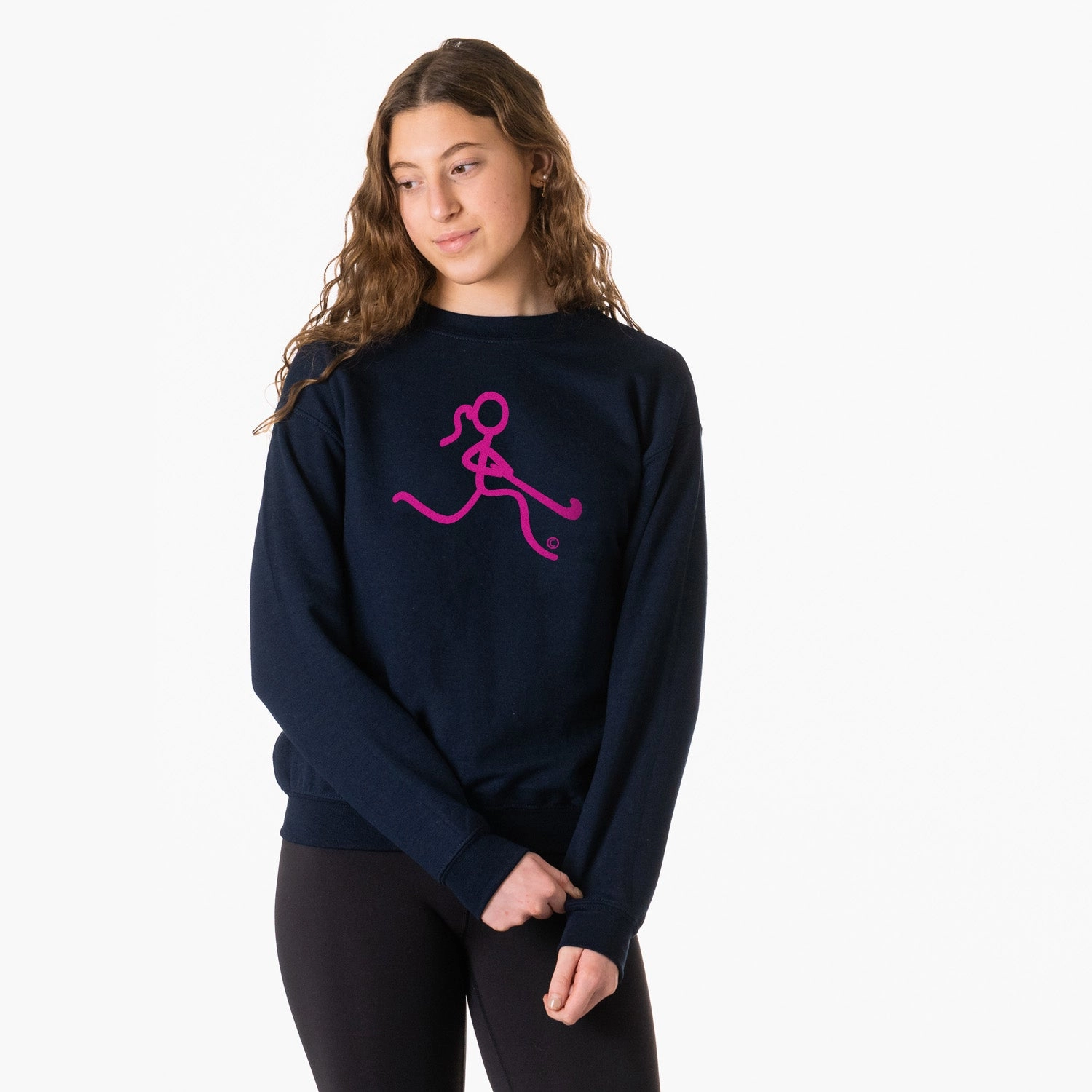 Field Hockey Crewneck Sweatshirt - Neon Pink Field Hockey Girl Custom Sweatshirts Los Angeles