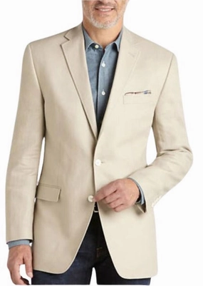 Men's Summer Blazer 2 Button Linen Classic Fit Sport Coat Tan Jigsaw Clothing Coats