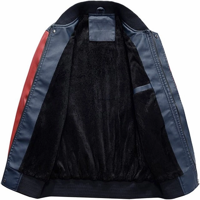 Varsity Style Faux Leather Embroidery Bomber Jacket Pharmacist Lab Coats