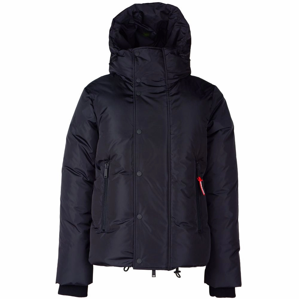 Black Nylon Men Down Jacket Long Dress Coats