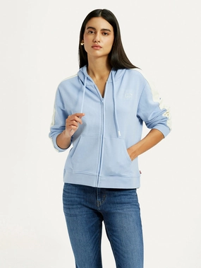 Radiology Sweatshirts Women's Striped Light Blue Hooded Sweatshirt