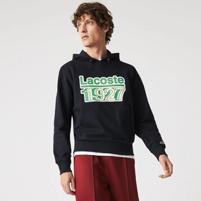 Hair Stylist Sweatshirts Lacoste Men's Vintage Printed Hooded Fleece Sweatshirt