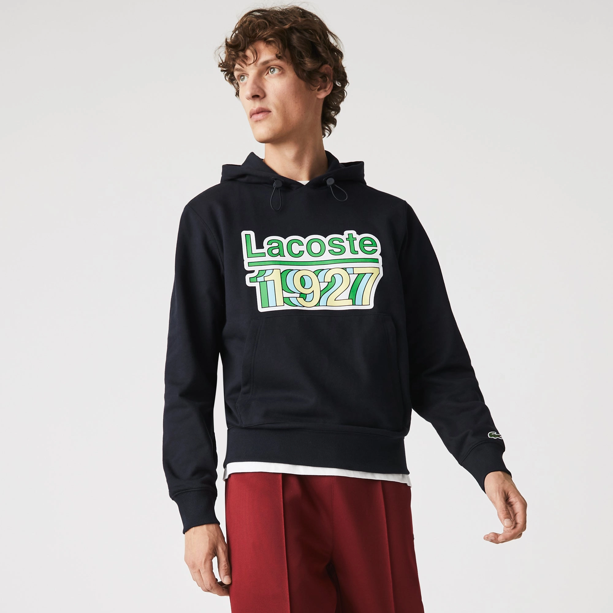 Queen Sweatshirts Lacoste Men's Vintage Printed Hooded Fleece Sweatshirt