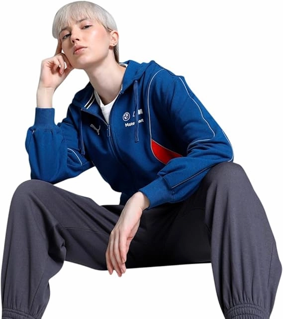 Puma Women's BMW M Motorsport Relaxed Fit Hooded Sweatshirt Custom Full Zip Sweatshirts