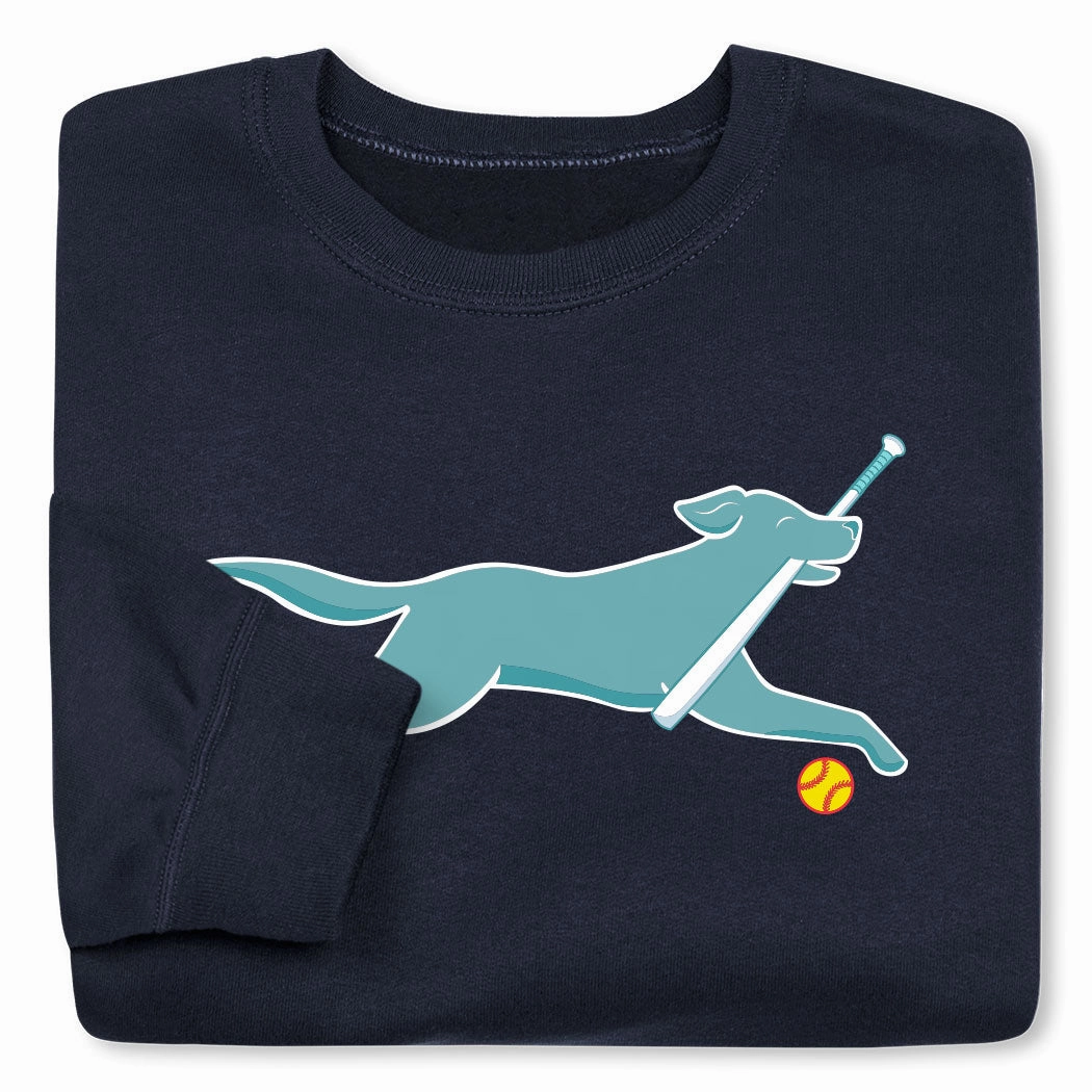 Softball Crewneck Sweatshirt - Mitts the Softball Dog Boxing Sweatshirts