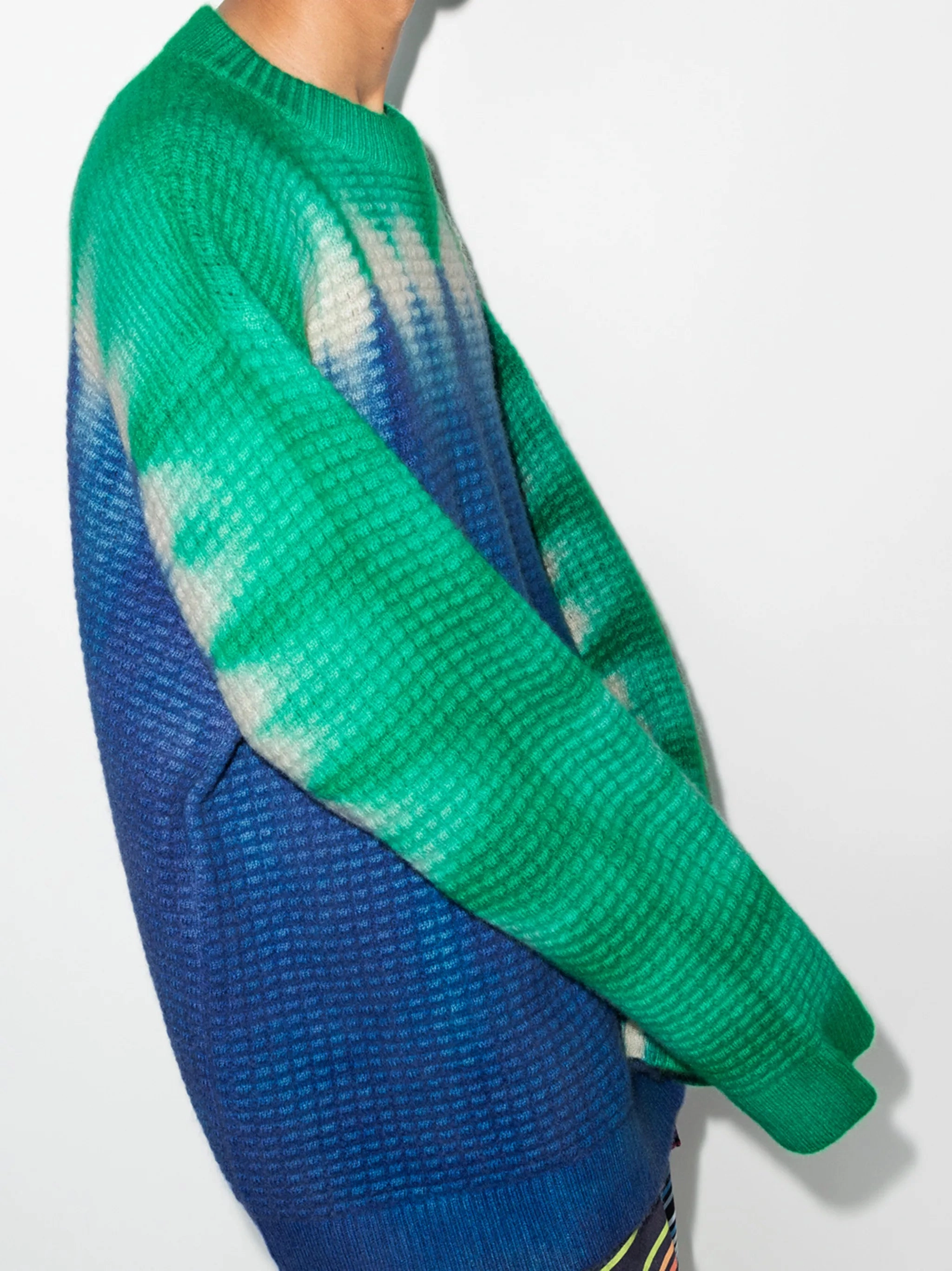 White Knitwear Daybreak tie-dye waffle jumper