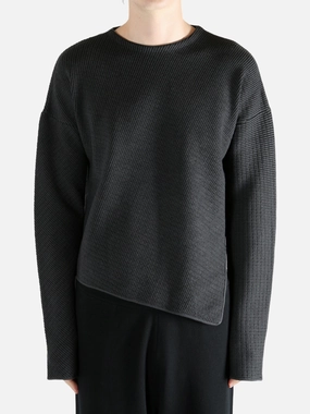OMAR AFRIDI - Men Slanted Crew-Neck Jumper Marine Serre Knitwear