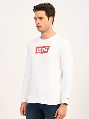 Bealls Sweatshirts Men's Typographic Print White Slim Fit Sweatshirt