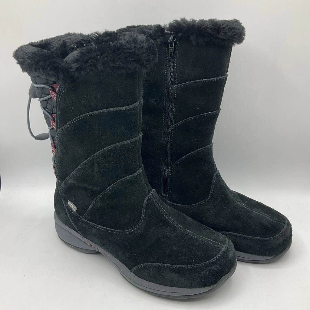 Size 6Y: Merrell Black Toggle Strap Snow Boots Snow Boots Spikes