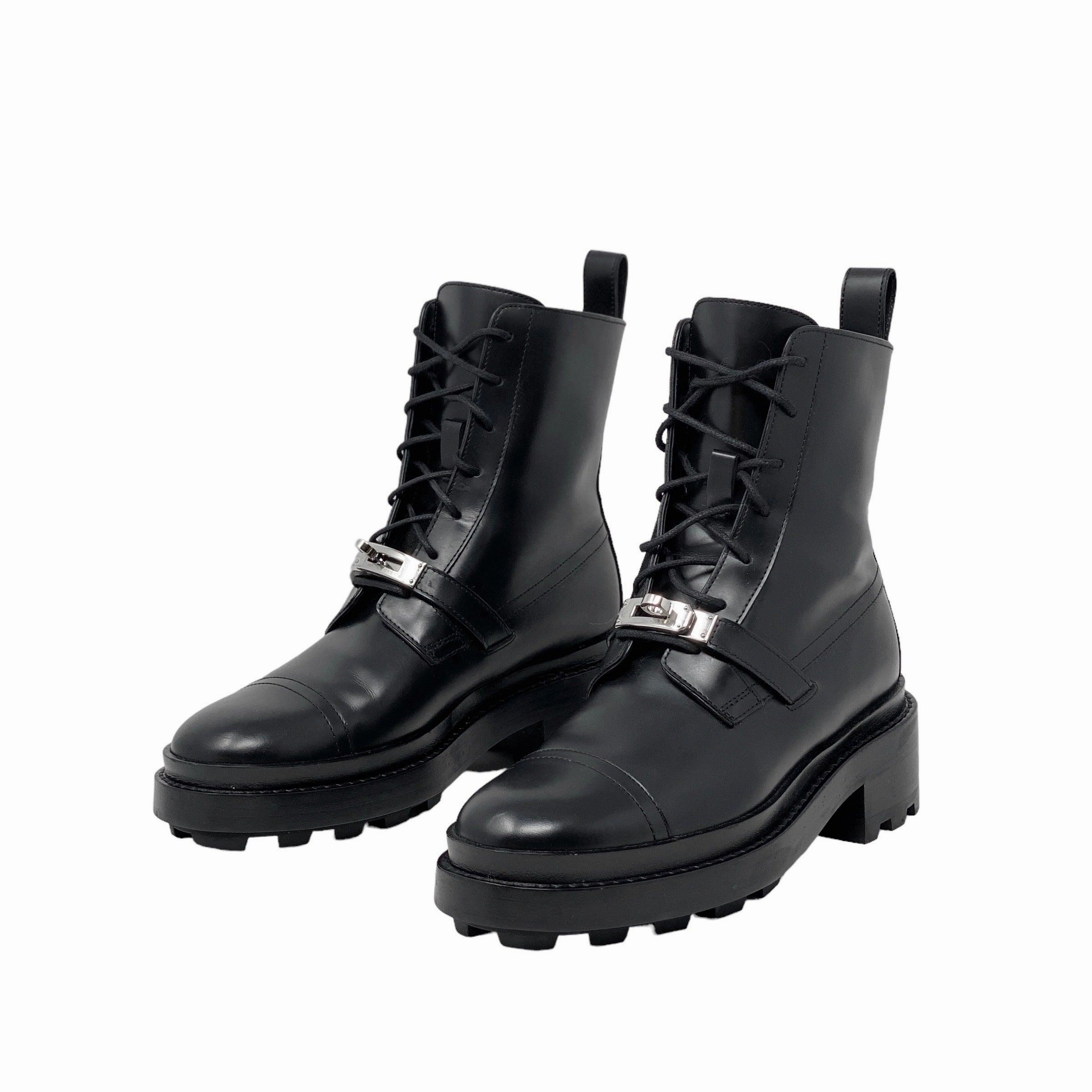 Lace-up Shearling-lined Ankle Boots Hermes Noir Funk Ankle Boots 35