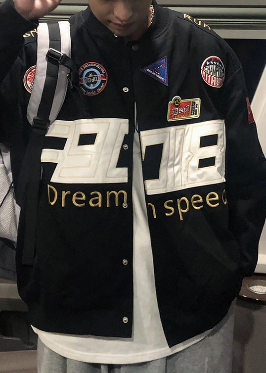 Spring Coats Cotton Black Unique Men TC006 Embroideried Patchwork Sable Coats