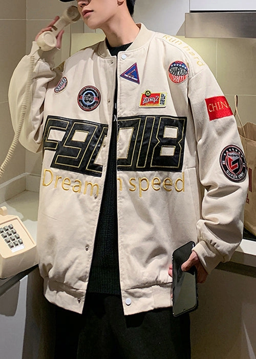 Spring Coats Cotton Black Unique Men TC006 Embroideried Patchwork Youngboy Coats