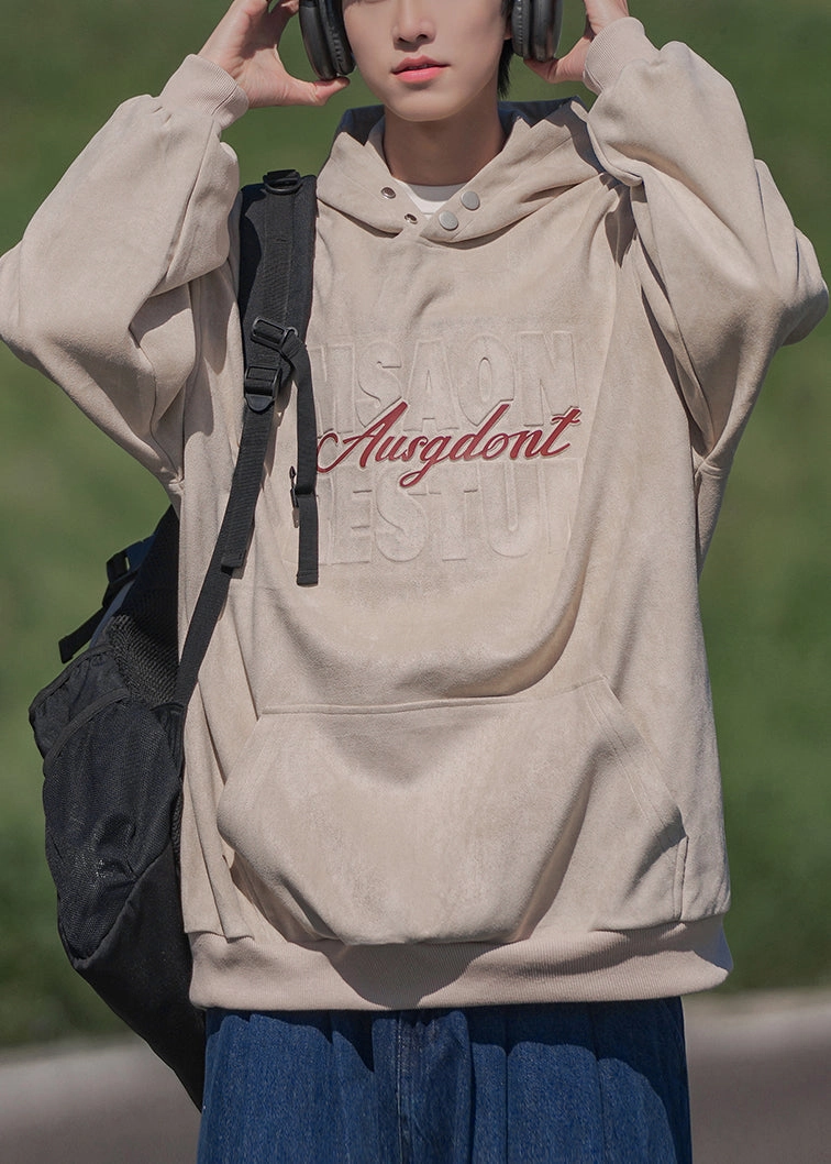 New Apricot Hooded Pockets Cotton Men Sweatshirts Spring YQ033