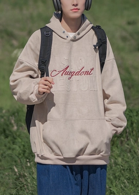 New Apricot Hooded Pockets Cotton Men Sweatshirts Spring YQ033 Reverse Weave Sweatshirts