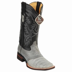 Men's King Exotic Caiman Crepe Sole Square Toe Boots With Saddle Gray (48238209) Cowboy Boots Ladies
