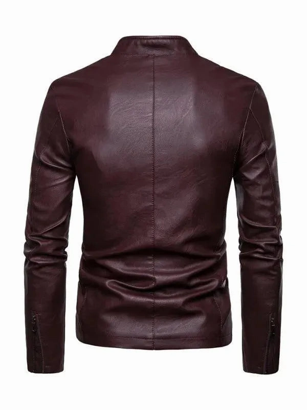 Stand Collar Men Leather Jacket Jackets In Style 2024
