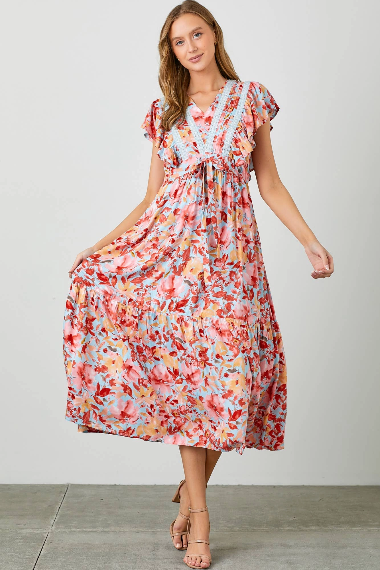 Midi Dress And White Sneakers Jenny Floral Midi Dress