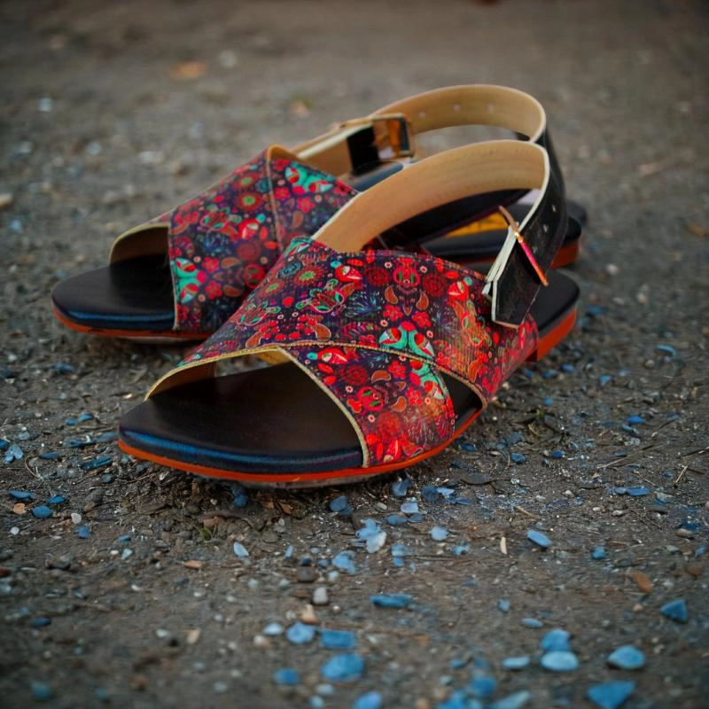 Footwear Sandals Women Blue Graphic Kohati Flat Sandals