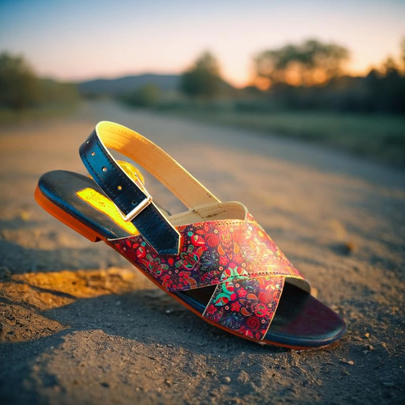 Libby Sandals Women Blue Graphic Kohati Flat Sandals