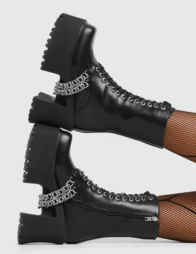 Step On It Chunky Platform Ankle Boots Croc Effect Ankle Boots