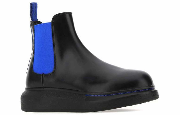 (WMNS) Alexander McQueen Hybrid Chelsea Boots 'Black Royal' 586398WHX5W1338 # Sand Suede Chelsea Boots