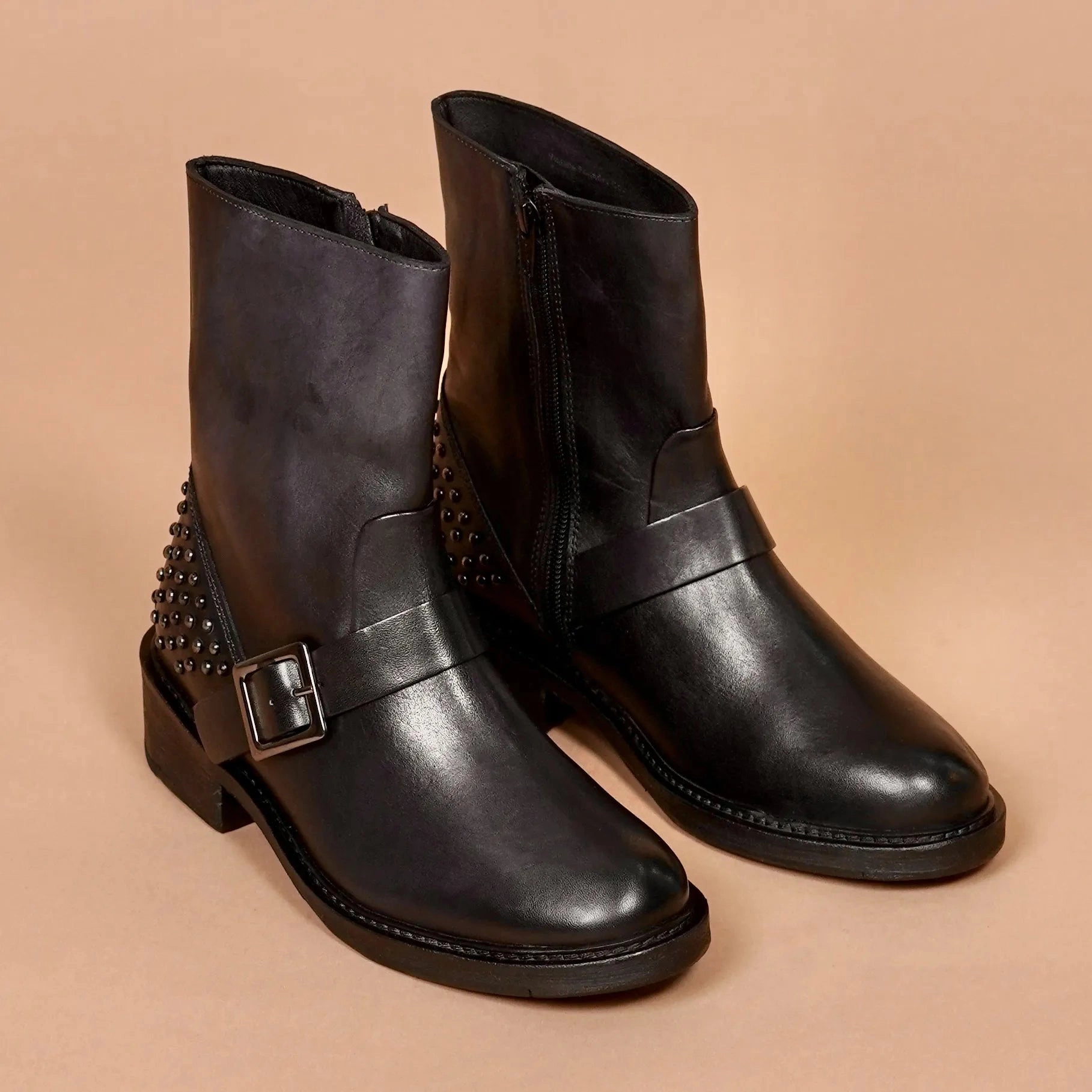 Boots In The Park Tempe Stivali Donno Nero Riveto  Womens Studded Grey-Black Leather Boots | dmodot